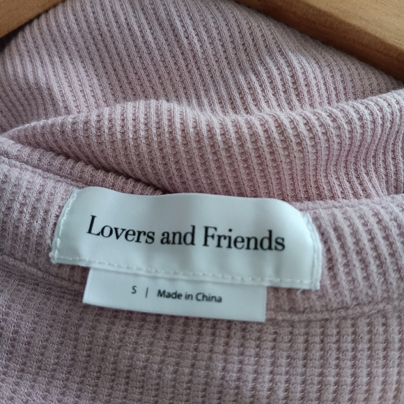 Lovers & Friends Celeste Blush Pink Waffle Knit Cropped Polo Top S - Picture 6 of 7